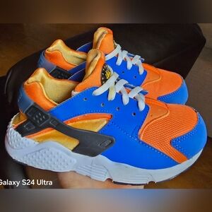 SZ 1Y Little Kids NIKE AIR HUARACHE RUN Orange/Blue Athletic Shoes